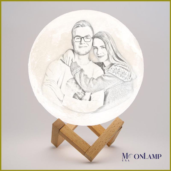 3D Led Moon lamp with photo 9in