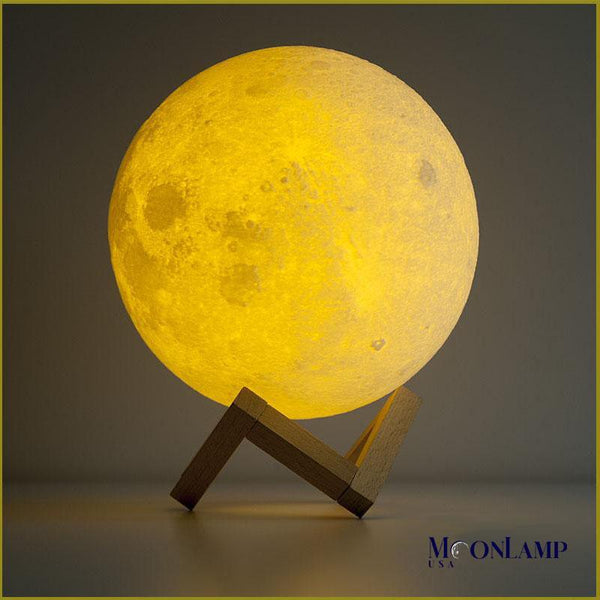 Middle sized moon lamp in yellow color