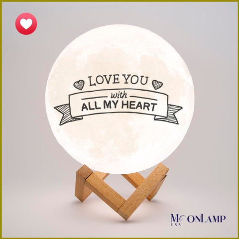 Predesigned moon lamp with love motif - a perfect romantic gift!