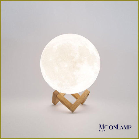 Moon lamp with wooden stand 6 inches
