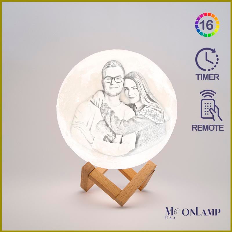 Personalized Moon Lamp with Picture Text 7in Original Moon Lamps