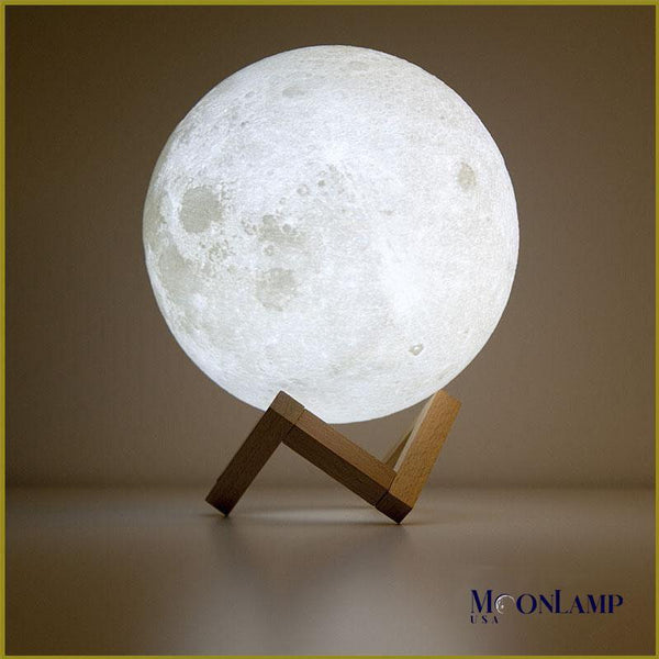 9-inch moon light lamp with wooden stand
