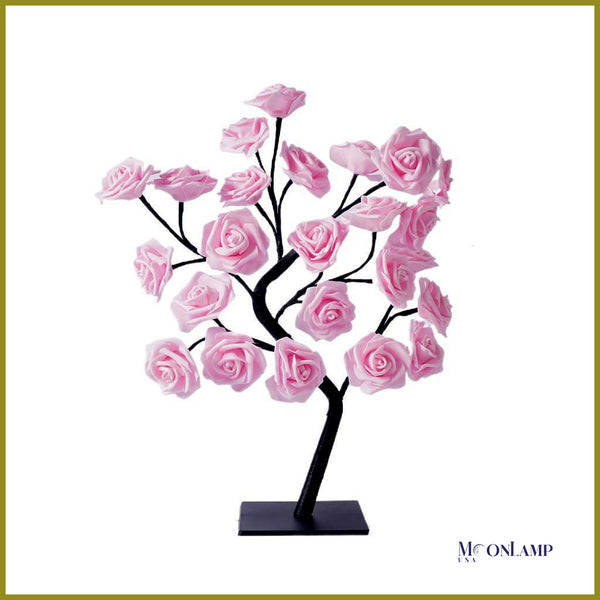 Rose tree table lamp pink