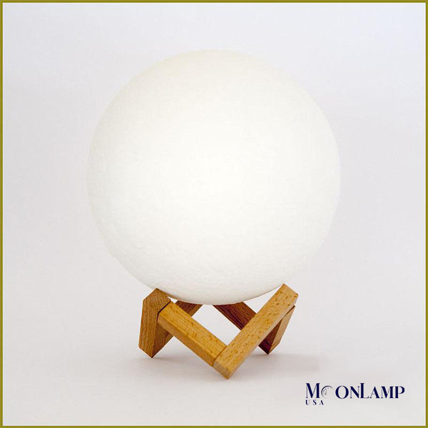 moon lamp with wooden stand 6in off